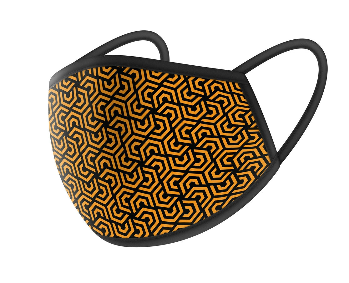 Orange Hexagon Design Cloth Mask
