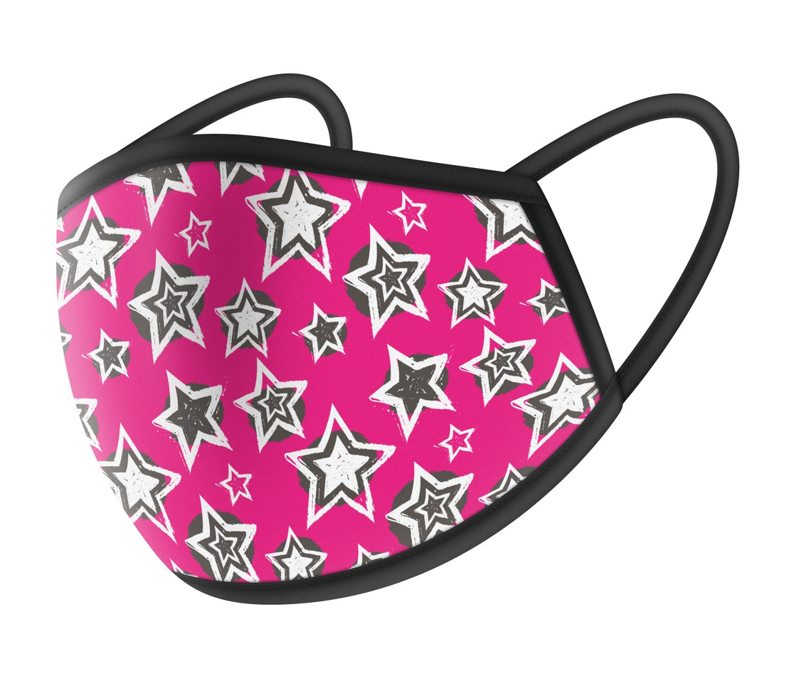 Hot Pink Stars Design Cloth Masks